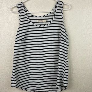 Faded Glory black and white tank striped muscle tank top